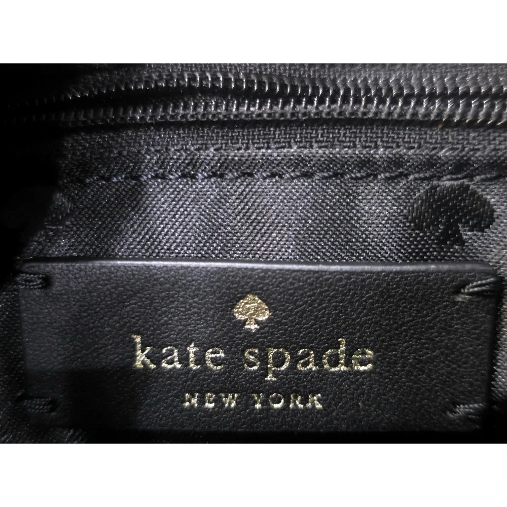 Kate Spade New York Black Glitter Dome Crossbody Bag Saffiano Leather Trim Small